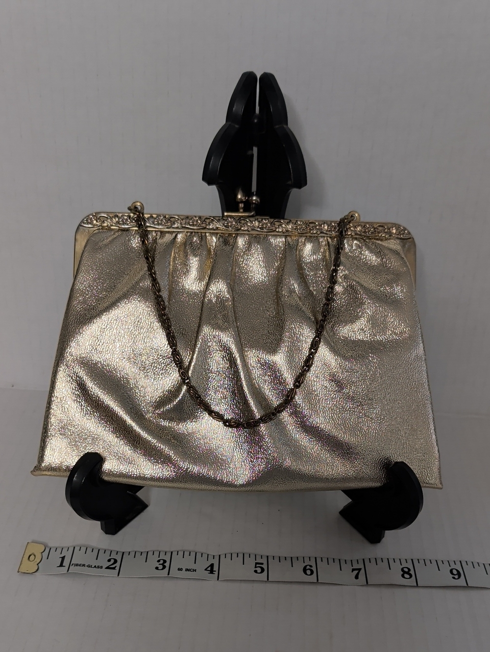 Vintage Gold Evening Handbag with Chain Strap